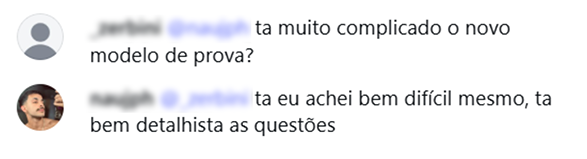 Comentários sobre o novo modelo de prova