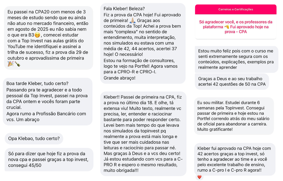 Depoimentos de alunos aprovados nas provas da ANBIMA